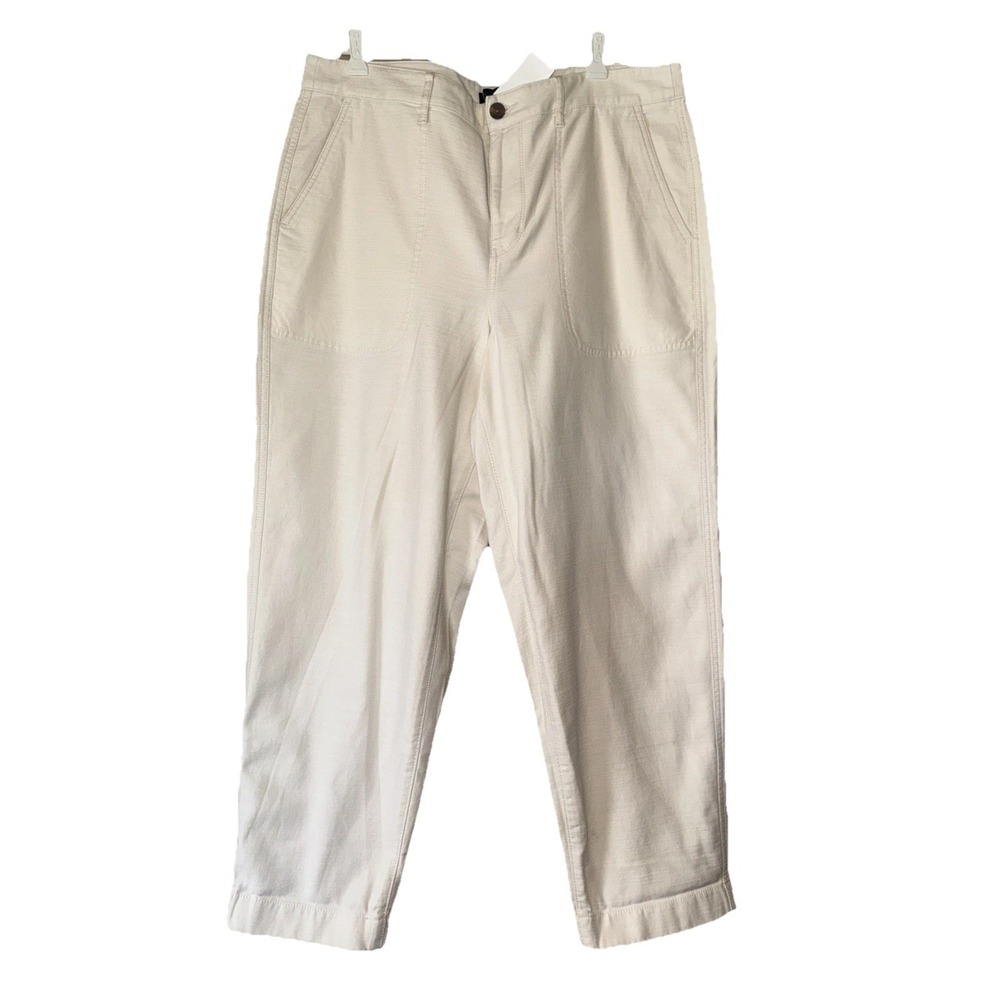 J Crew Factory Women's 14 Ivory‎ Crop Pants 100% Cotton
